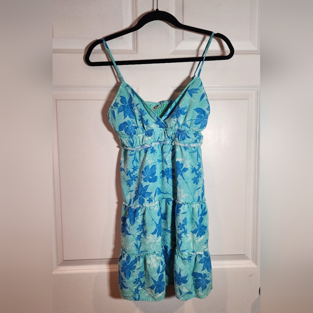 No Boundaries Blue Floral Sleeveless Mini Dress Medium 8-10 (22in Length)